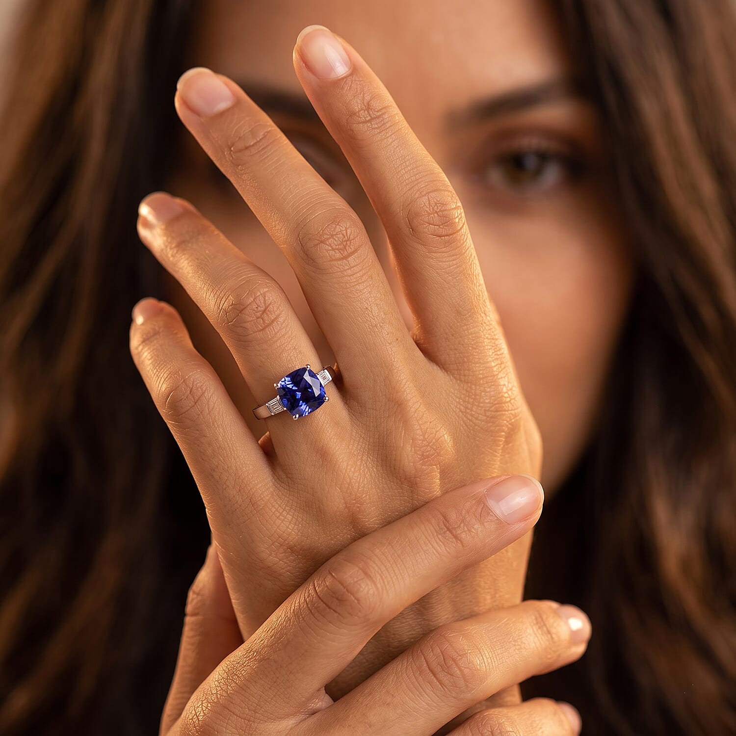 Certified & Appraised Rhapsody AAAA Tanzanite and E-F VS Diamond 1.55 ctw Ring in 950 Platinum (Size 6.0) 4.87 Grams
