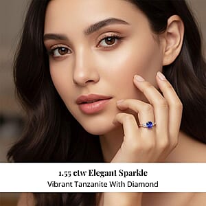 Certified & Appraised Rhapsody 950 Platinum AAAA Tanzanite, Diamond (E-F, VS) Ring (4.87 g) (Del. in 10-15 Days) 1.55 ctw