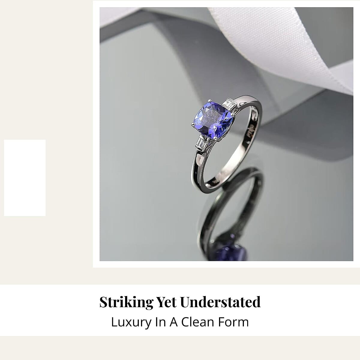 Certified & Appraised Rhapsody AAAA Tanzanite and E-F VS Diamond 1.55 ctw Ring in 950 Platinum (Size 7.0) 4.87 Grams (Del. in 10-15 Days) image number 5