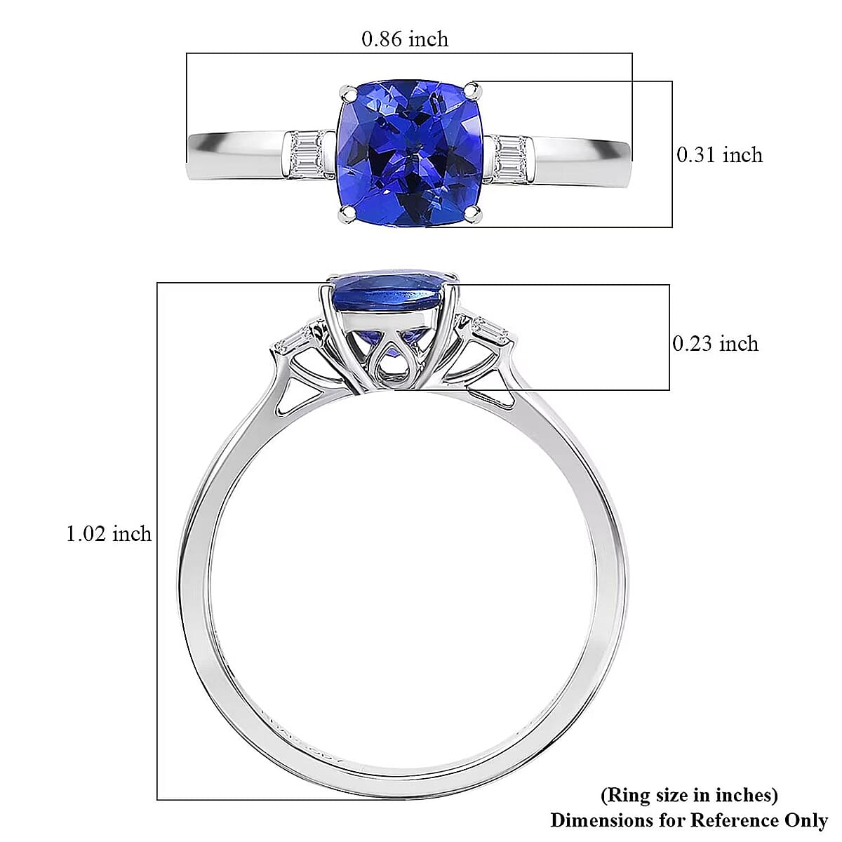 Certified & Appraised Rhapsody AAAA Tanzanite and E-F VS Diamond 1.55 ctw Ring in 950 Platinum (Size 8.0) 4.87 Grams (Del. in 10-15 Days) image number 6