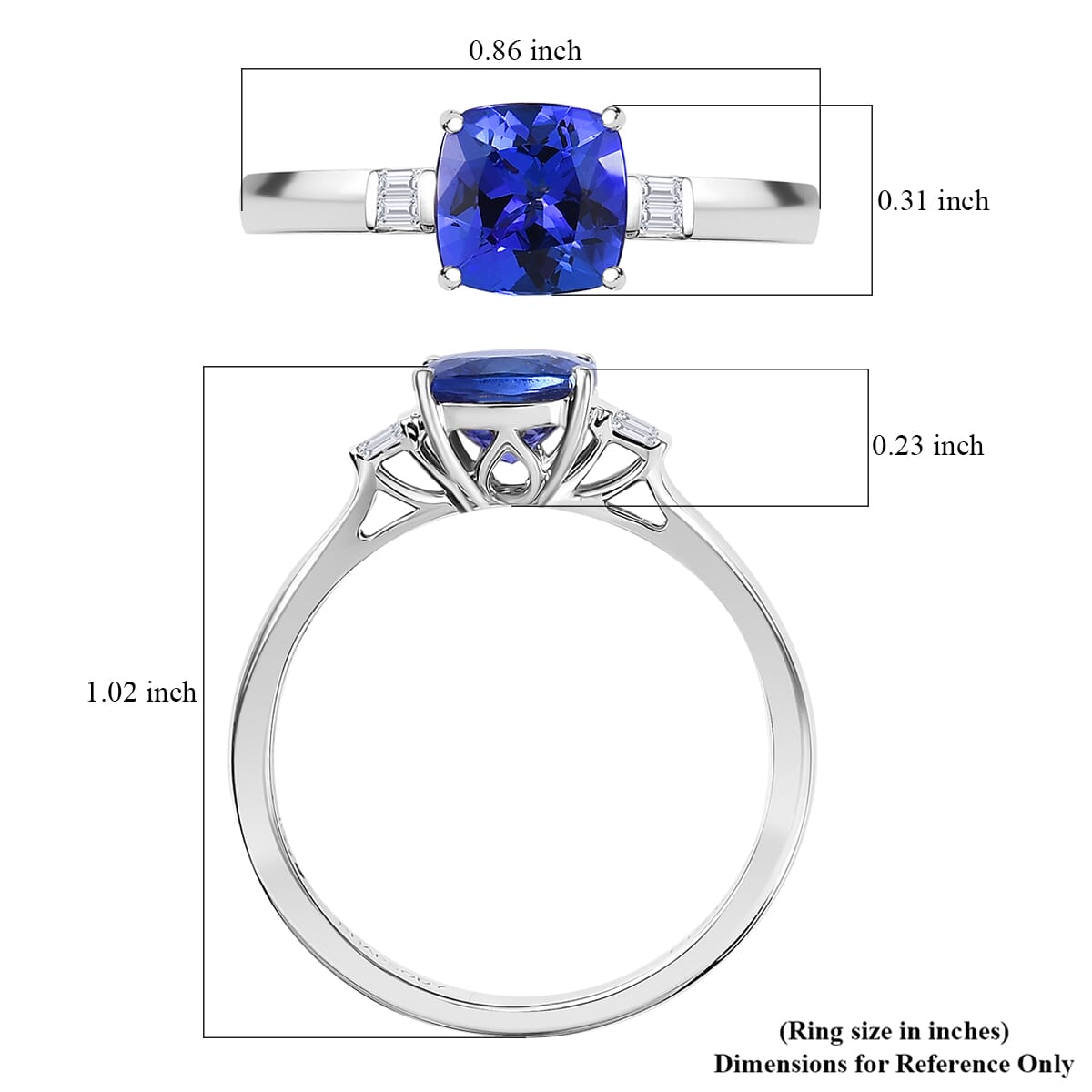 Certified & Appraised Rhapsody 950 Platinum AAAA Tanzanite, Diamond (E-F, VS) Ring (4.87 g) (Del. in 10-15 Days) 1.55 ctw image number 5