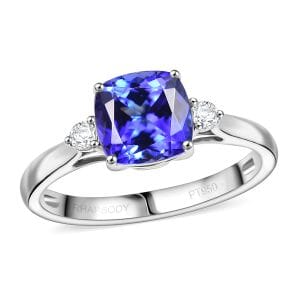 Certified & Appraised Rhapsody AAAA Tanzanite and E-F VS Diamond 2.79 ctw Ring in 950 Platinum (Size 10.0) 4.58 Grams (Del. in 10-15 Days)