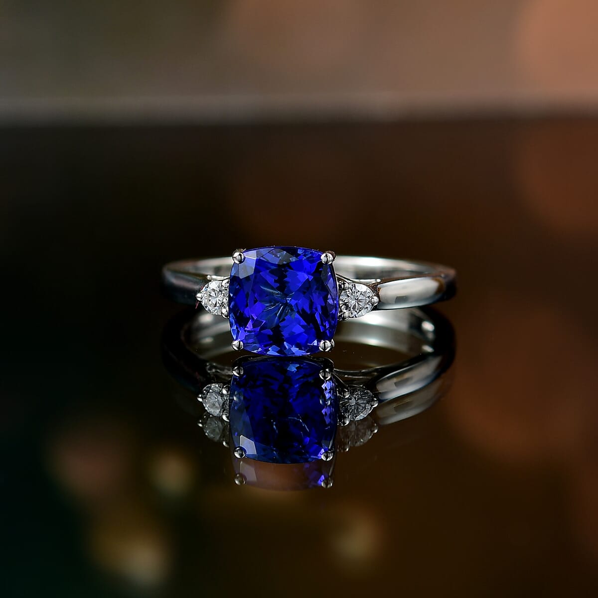 Certified & Appraised Rhapsody AAAA Tanzanite and E-F VS Diamond 2.79 ctw Ring in 950 Platinum (Size 10.0) 4.58 Grams (Del. in 10-15 Days) image number 1
