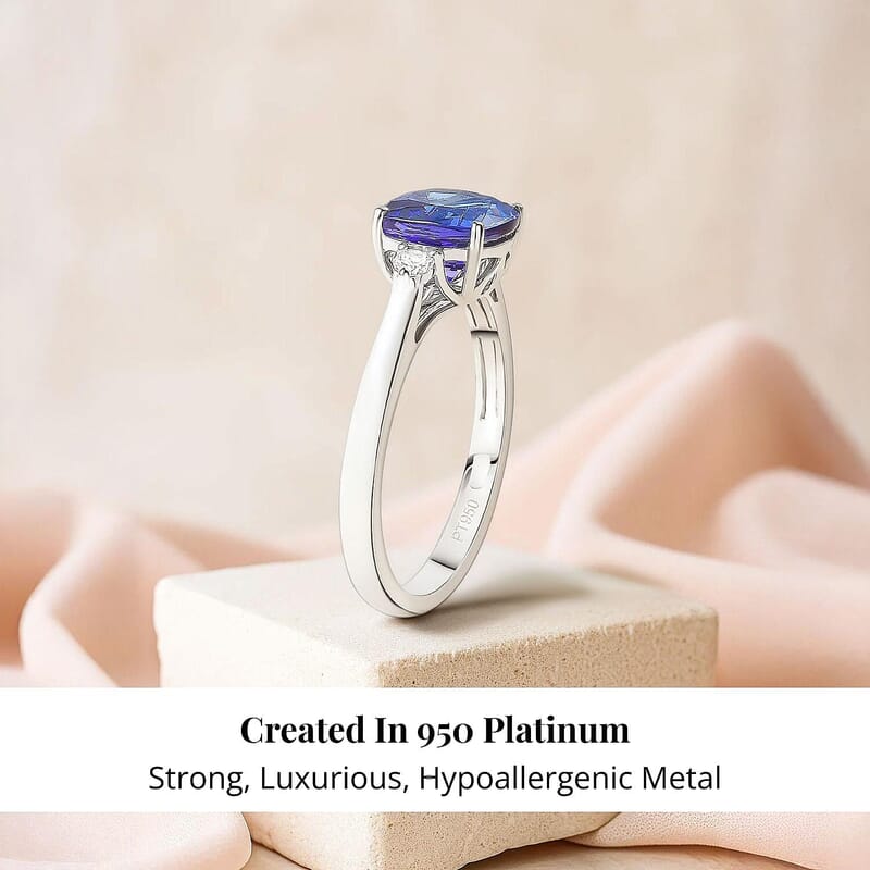 Certified & Appraised Rhapsody 950 Platinum AAAA Tanzanite, Diamond (E-F, VS) Ring (Size 5.0) (4.58 g) 2.69 ctw