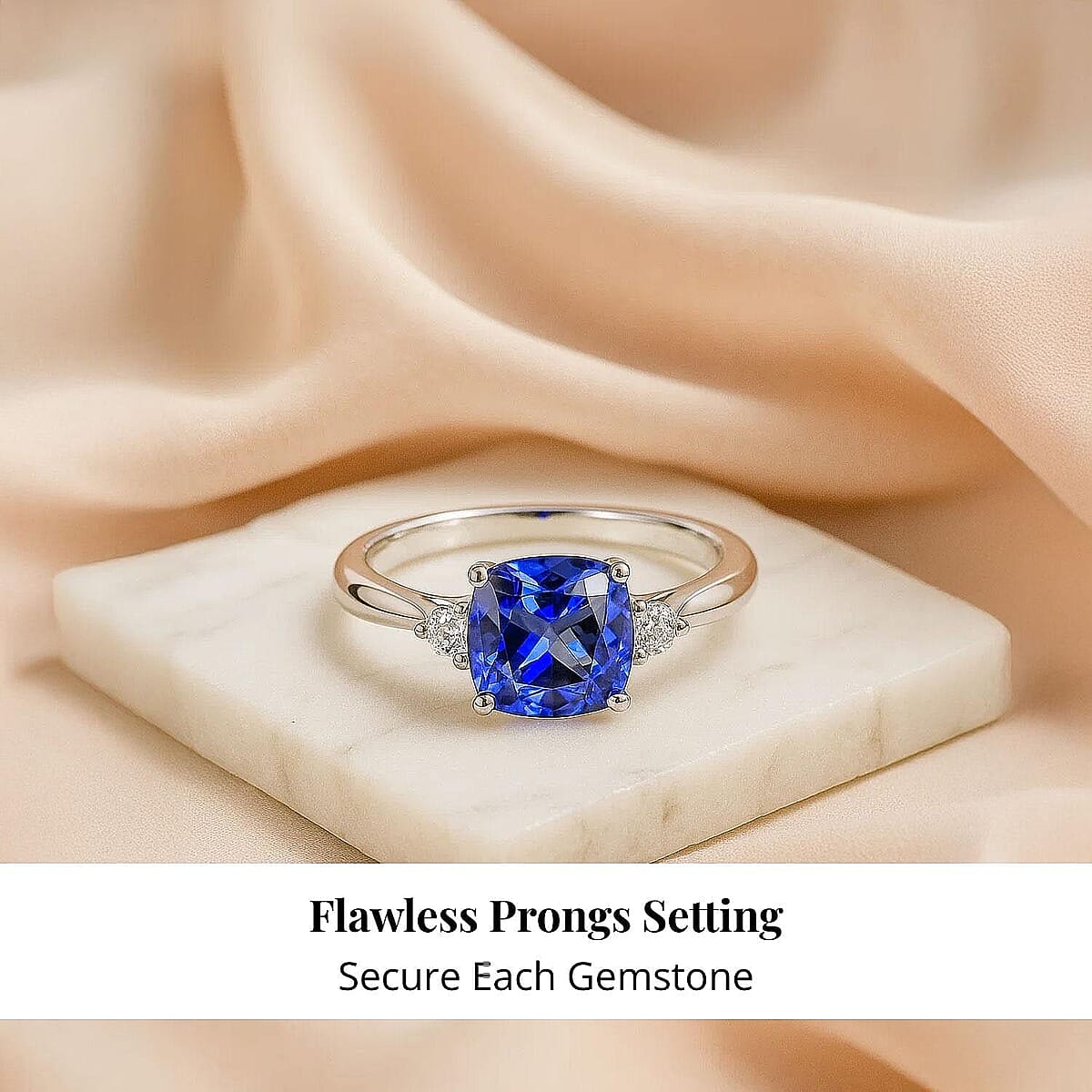 Certified & Appraised Rhapsody AAAA Tanzanite and E-F VS Diamond 2.79 ctw Ring in 950 Platinum 4.58 Grams image number 4