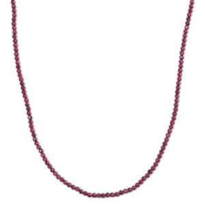 Orissa Rhodolite Garnet 60.00 ctw Beaded Necklace in Rhodium Over Sterling Silver 20 Inches