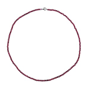 Orissa Rhodolite Garnet 60.00 ctw Beaded Necklace in Rhodium Over Sterling Silver 20 Inches
