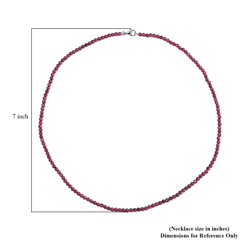Orissa Rhodolite Garnet 60.00 ctw Beaded Necklace in Rhodium Over Sterling Silver 20 Inches