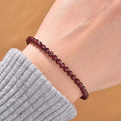 Orissa Rhodolite Garnet 22.00 ctw Beaded Bracelet in Rhodium Over Sterling Silver (7-9In)