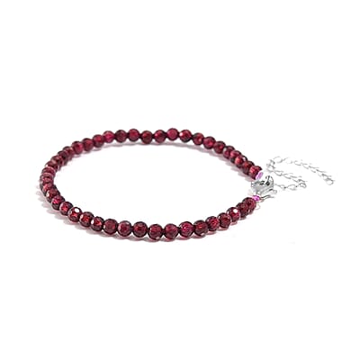 Orissa Rhodolite Garnet 22.00 ctw Beaded Bracelet in Rhodium Over Sterling Silver (7-9In)