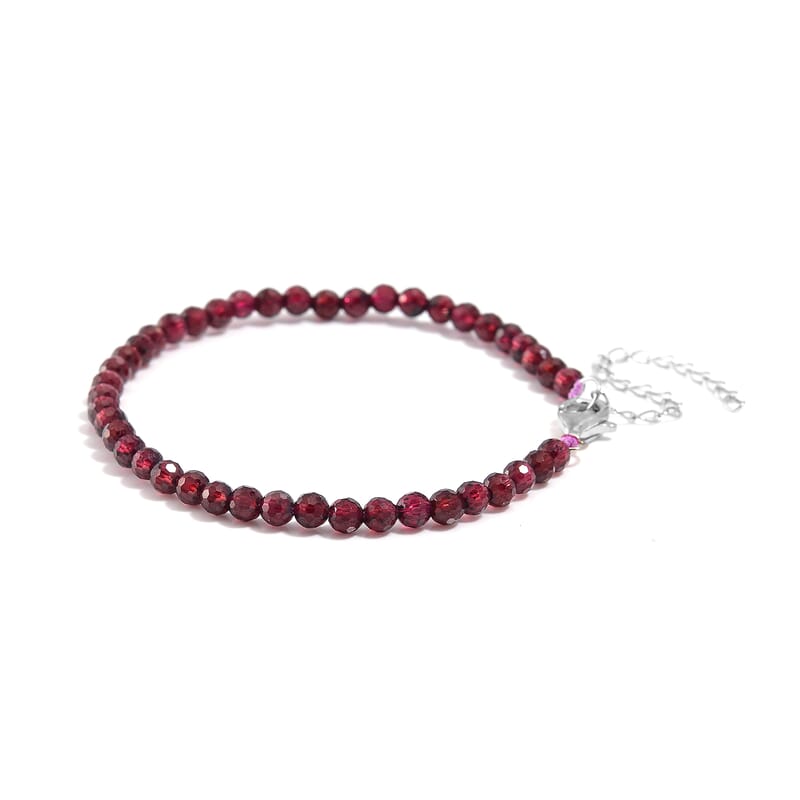 Orissa Rhodolite Garnet 22.00 ctw Beaded Bracelet in Rhodium Over Sterling Silver (7-9In)