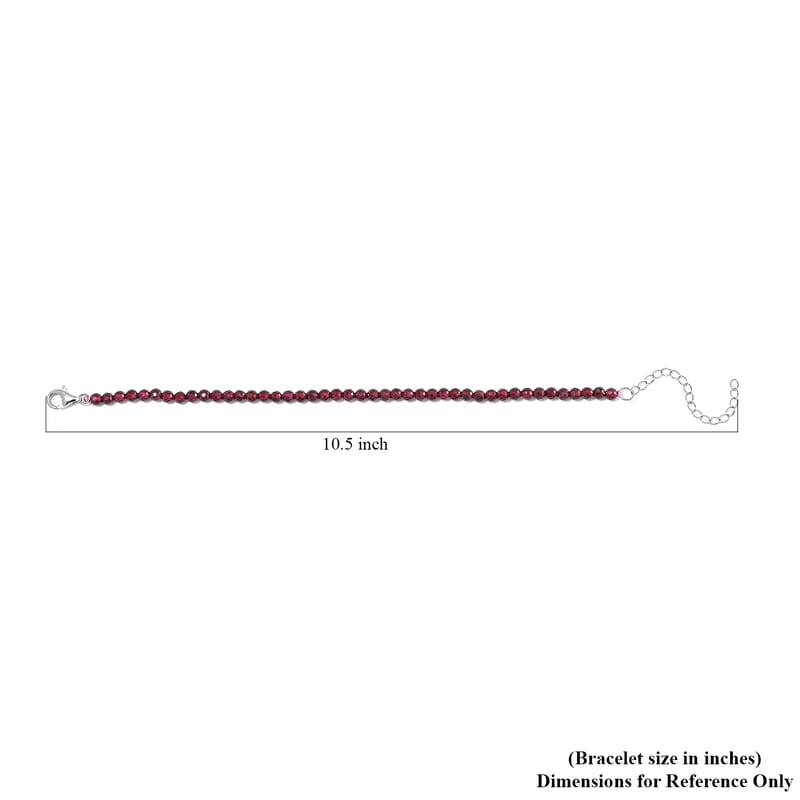 Orissa Rhodolite Garnet 22.00 ctw Beaded Bracelet in Rhodium Over Sterling Silver (7-9In)