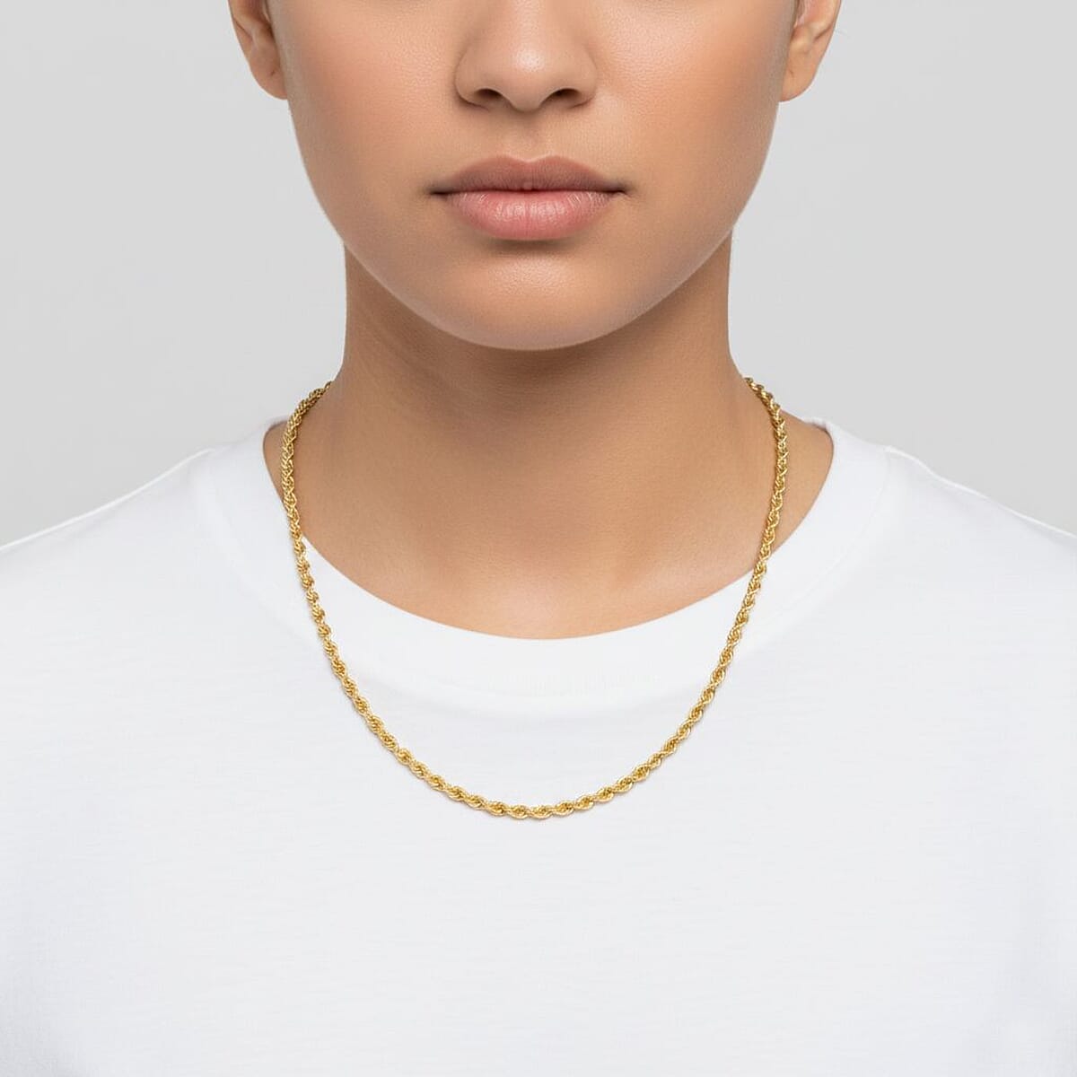 18K Yellow Gold 2.7mm Rope Necklace 18 Inches 7.60 Grams image number 2