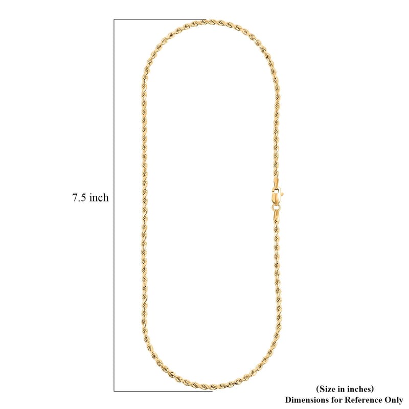 18K Yellow Gold 2.7mm Rope Necklace 18 Inches 7.60 Grams