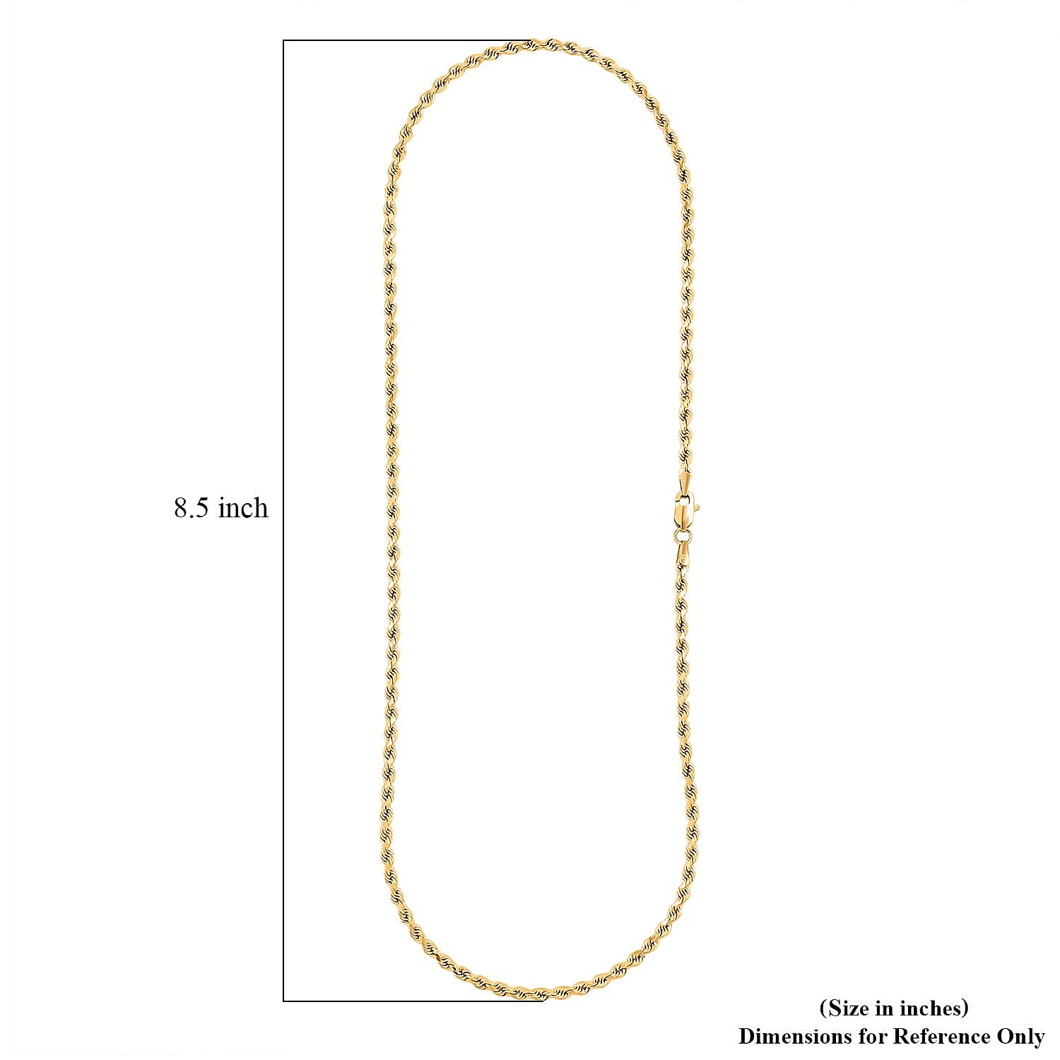 18K Yellow Gold 2.7mm Rope Necklace 20 Inches 8.60 Grams