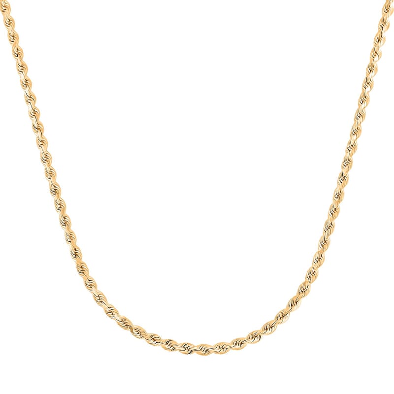 18K Yellow Gold 2.7mm Rope Necklace 22 Inches 9.4 Grams
