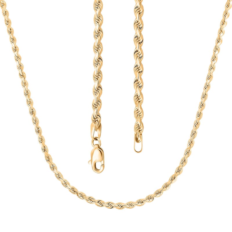18K Yellow Gold 2.7mm Rope Necklace 22 Inches 9.4 Grams
