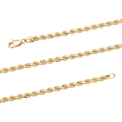 18K Yellow Gold 2.7mm Rope Necklace 22 Inches 9.4 Grams