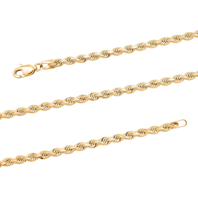 18K Yellow Gold 2.7mm Rope Necklace 22 Inches 9.4 Grams