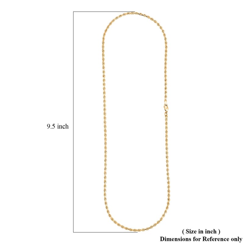 18K Yellow Gold 2.7mm Rope Necklace 22 Inches 9.4 Grams