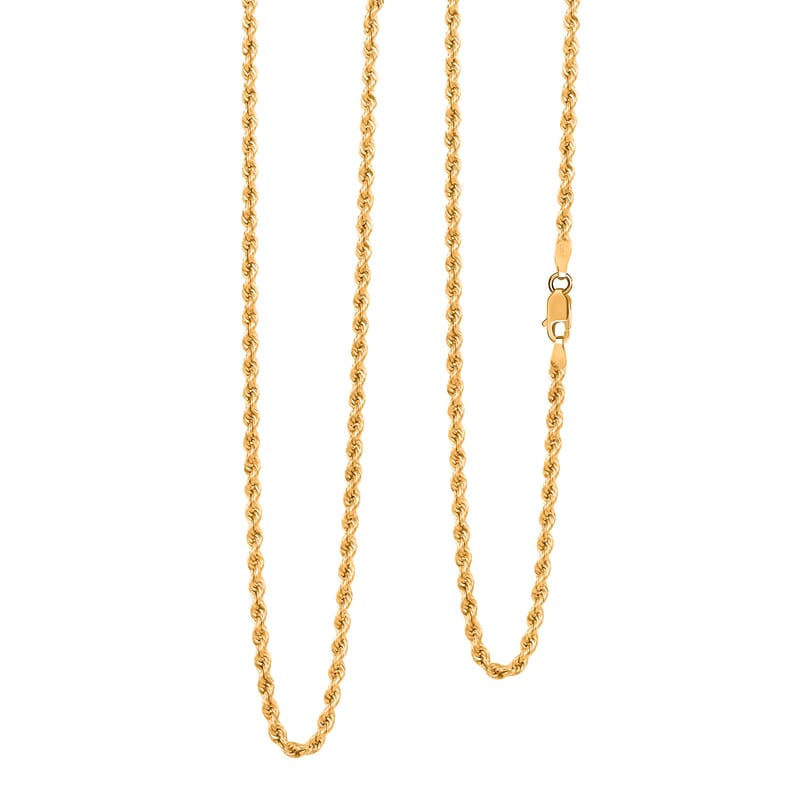 22K Yellow Gold 2.9mm Rope Necklace 24 Inches 8.64 Grams