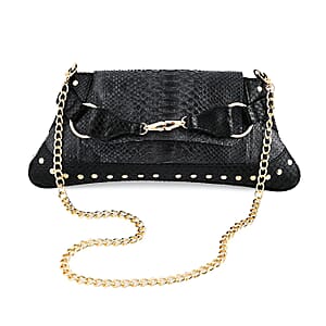 The Grand Pelle Black 100% Genuine Python Leather Reticulatus Bag