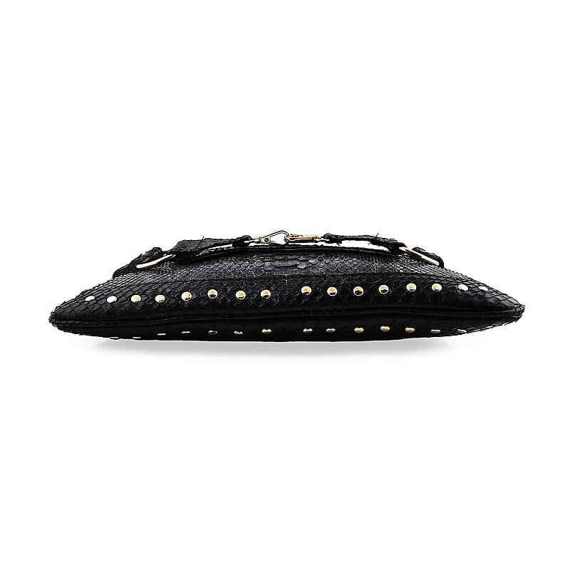 The Grand Pelle Black 100% Genuine Python Leather Reticulatus Bag