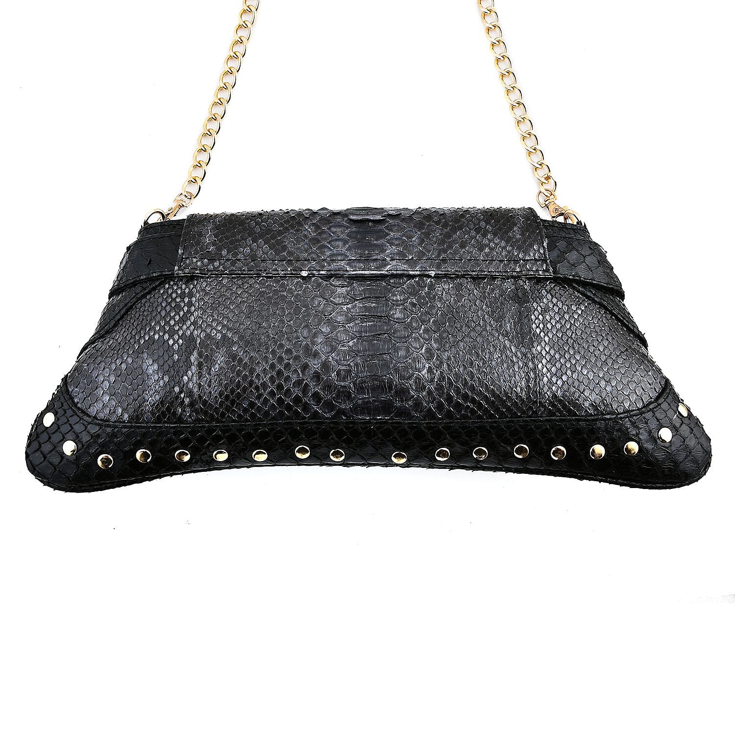 The Grand Pelle Black 100% Genuine Python Leather Reticulatus Bag