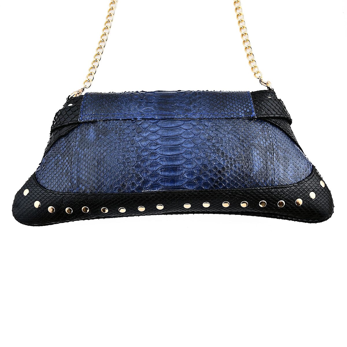 The Grand Pelle Navy Blue 100% Genuine Python Leather Reticulatus Bag image number 4