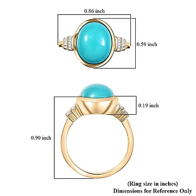 Luxoro Premium Sleeping Beauty Turquoise and Diamond G-H I2 4.40 ctw Ring in 10K Yellow Gold (Size 12.0)