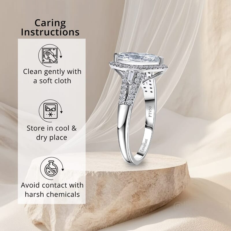 IGI Certified Luxuriant Lab Grown Diamond E-F VS 2.00 ctw Regal Halo Ring in 950 Platinum (Size 10.0) 5.80 Grams