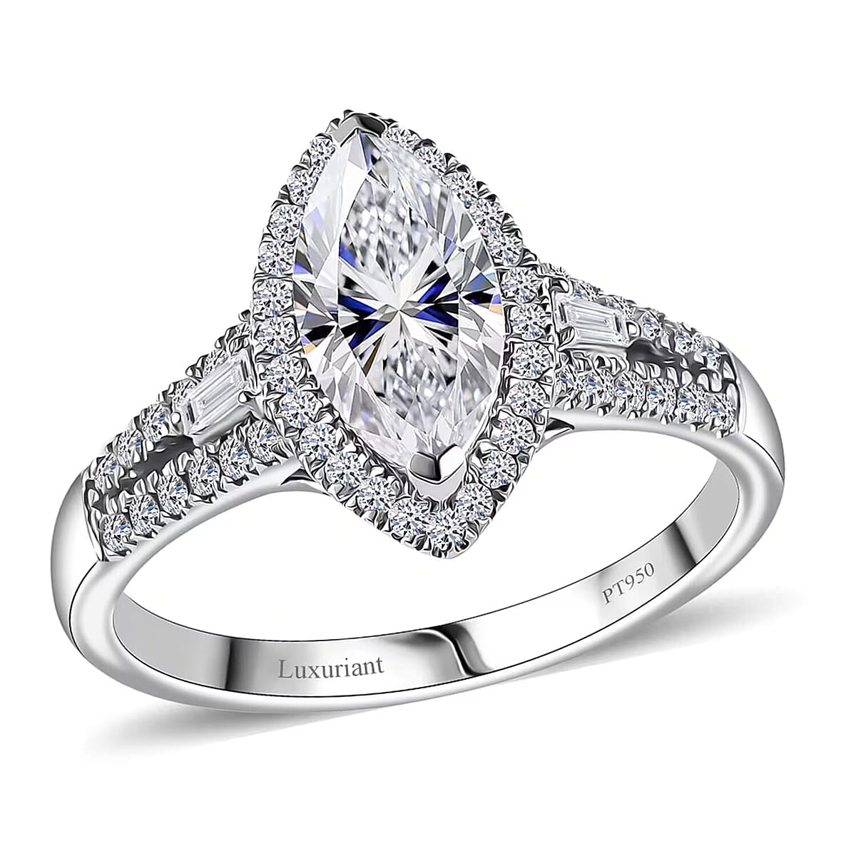 IGI Certified 950 Platinum Luxuriant Lab Grown Diamond (E-F, VS) Regal Halo Ring (Size 10.5) (5.80 g) 2.00 ctw image number 0