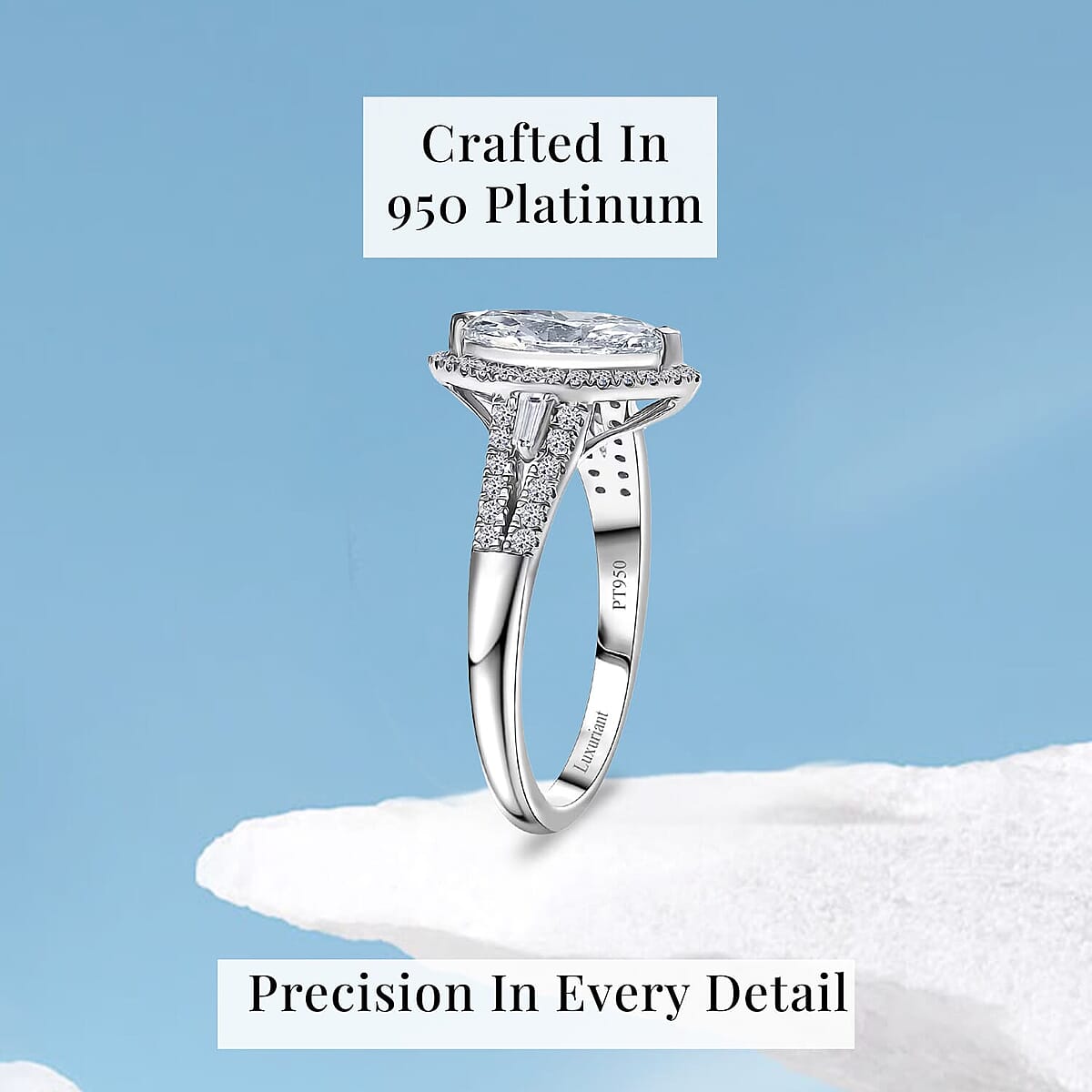 IGI Certified 950 Platinum Luxuriant Lab Grown Diamond (E-F, VS) Regal Halo Ring (Size 10.5) (5.80 g) 2.00 ctw image number 2