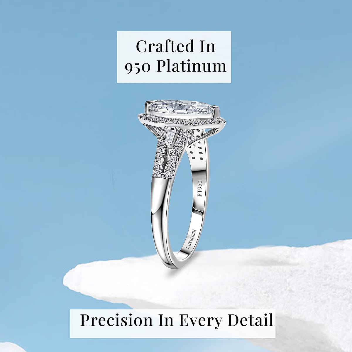 IGI Certified Luxuriant Lab Grown Diamond E-F VS 2.00 ctw Regal Halo Ring in 950 Platinum (Size 8.0) 5.80 Grams image number 2