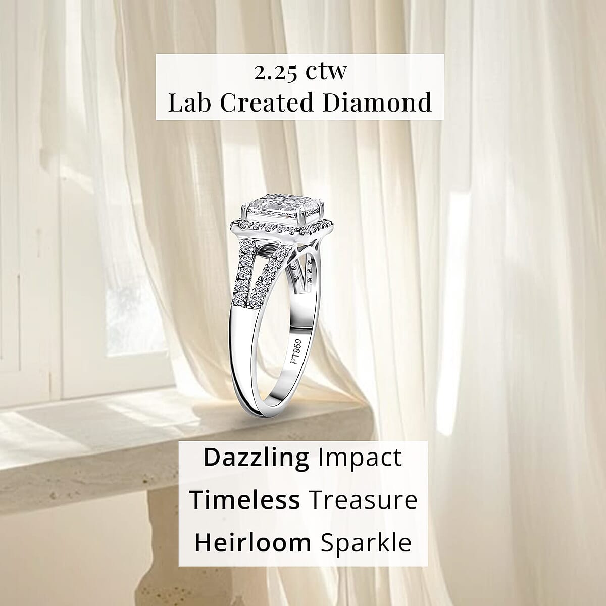 IGI Certified 950 Platinum Luxuriant Lab Grown Diamond (E-F, VS) Regal Halo Ring (Size 7.5) (5.65 g) 2.25 ctw image number 4