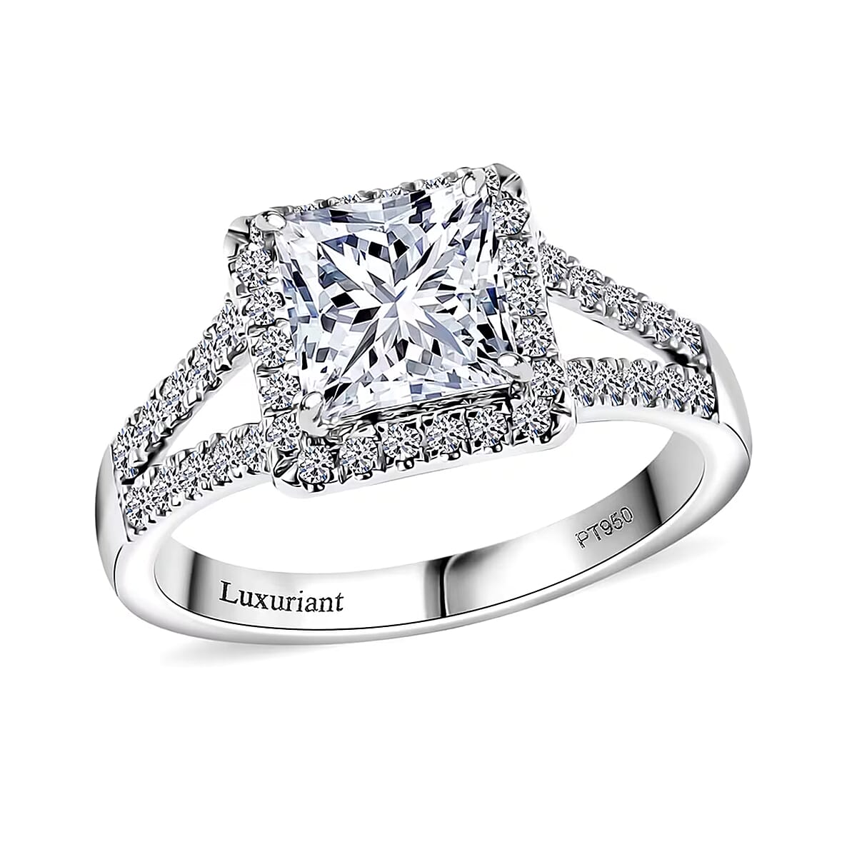 IGI Certified Luxuriant Lab Grown Diamond E-F VS 2.25 ctw Regal Halo Ring in 950 Platinum (Size 8.0) 5.65 Grams (Del. in 10-12 Days) image number 0
