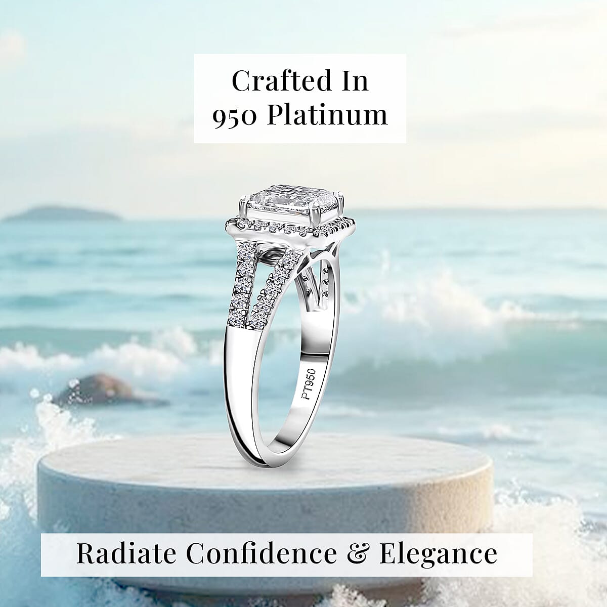 IGI Certified Luxuriant Lab Grown Diamond E-F VS 2.25 ctw Regal Halo Ring in 950 Platinum (Size 8.0) 5.65 Grams (Del. in 10-12 Days) image number 2