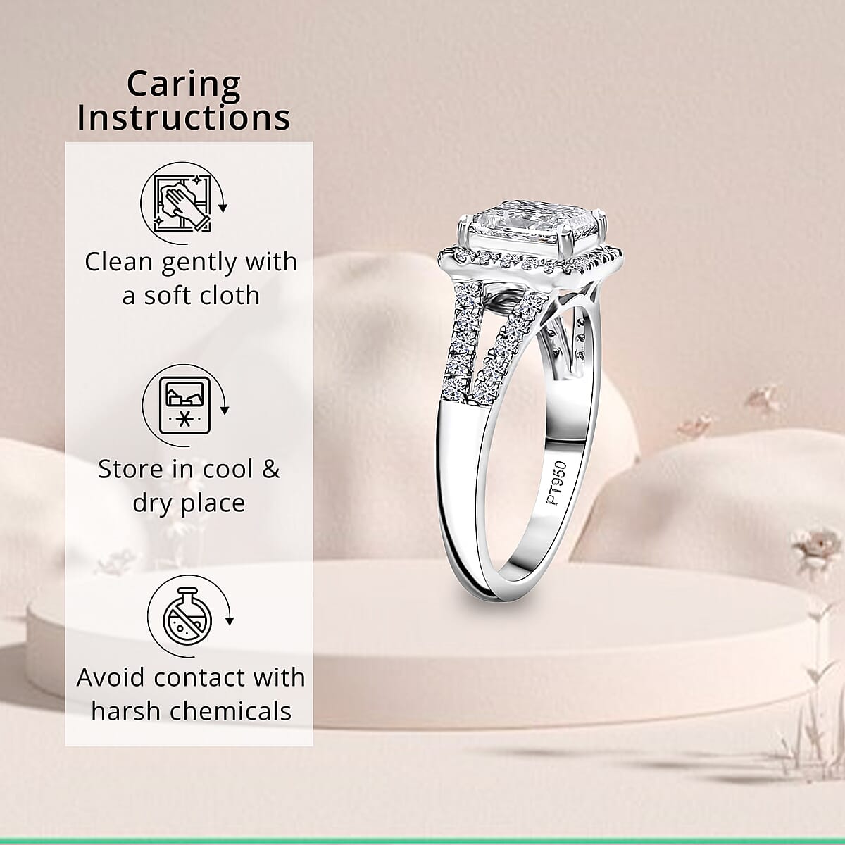 IGI Certified Luxuriant Lab Grown Diamond E-F VS 2.25 ctw Regal Halo Ring in 950 Platinum (Size 8.0) 5.65 Grams (Del. in 10-12 Days) image number 6