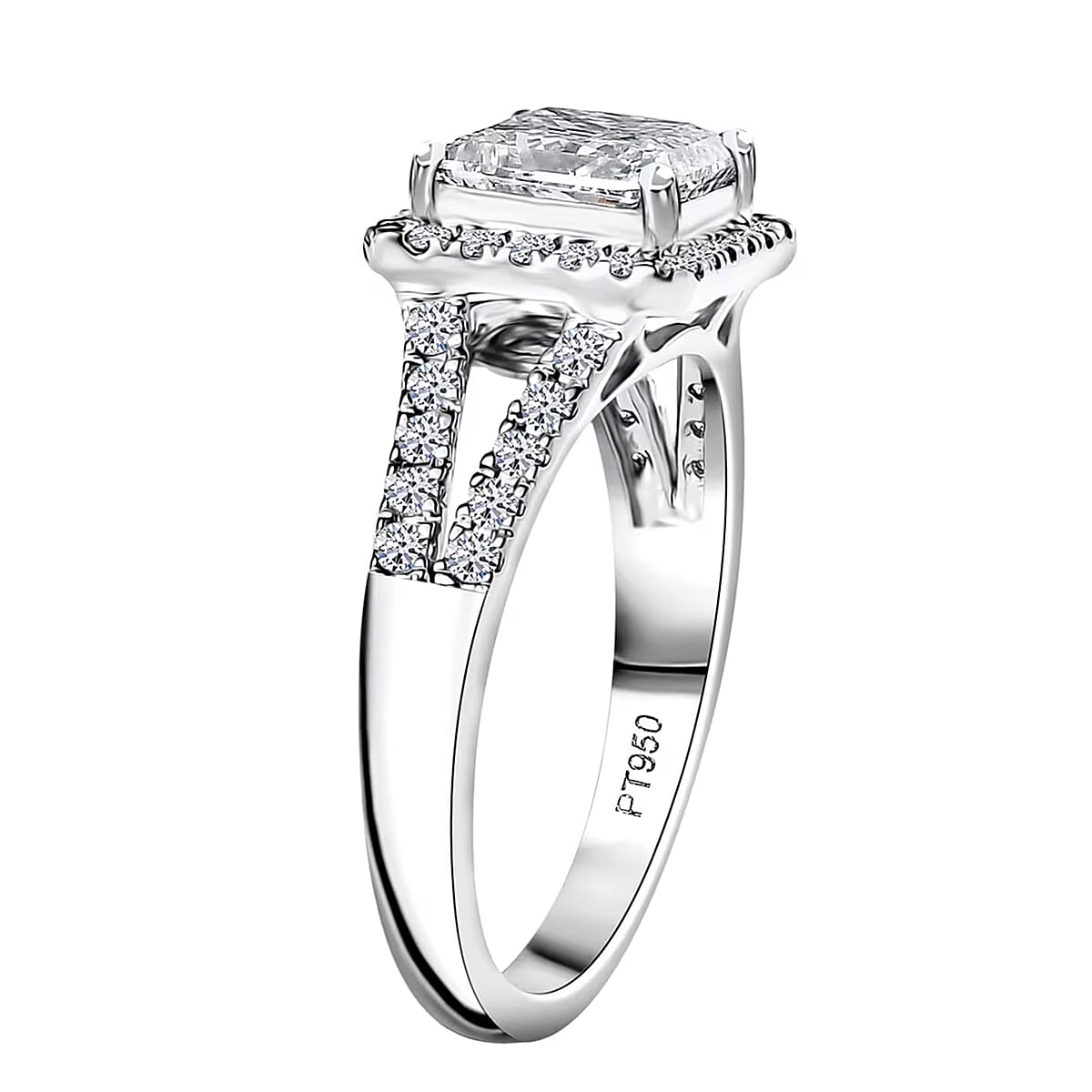IGI Certified Luxuriant Lab Grown Diamond E-F VS 2.25 ctw Regal Halo Ring in 950 Platinum (Size 8.0) 5.65 Grams (Del. in 10-12 Days) image number 8