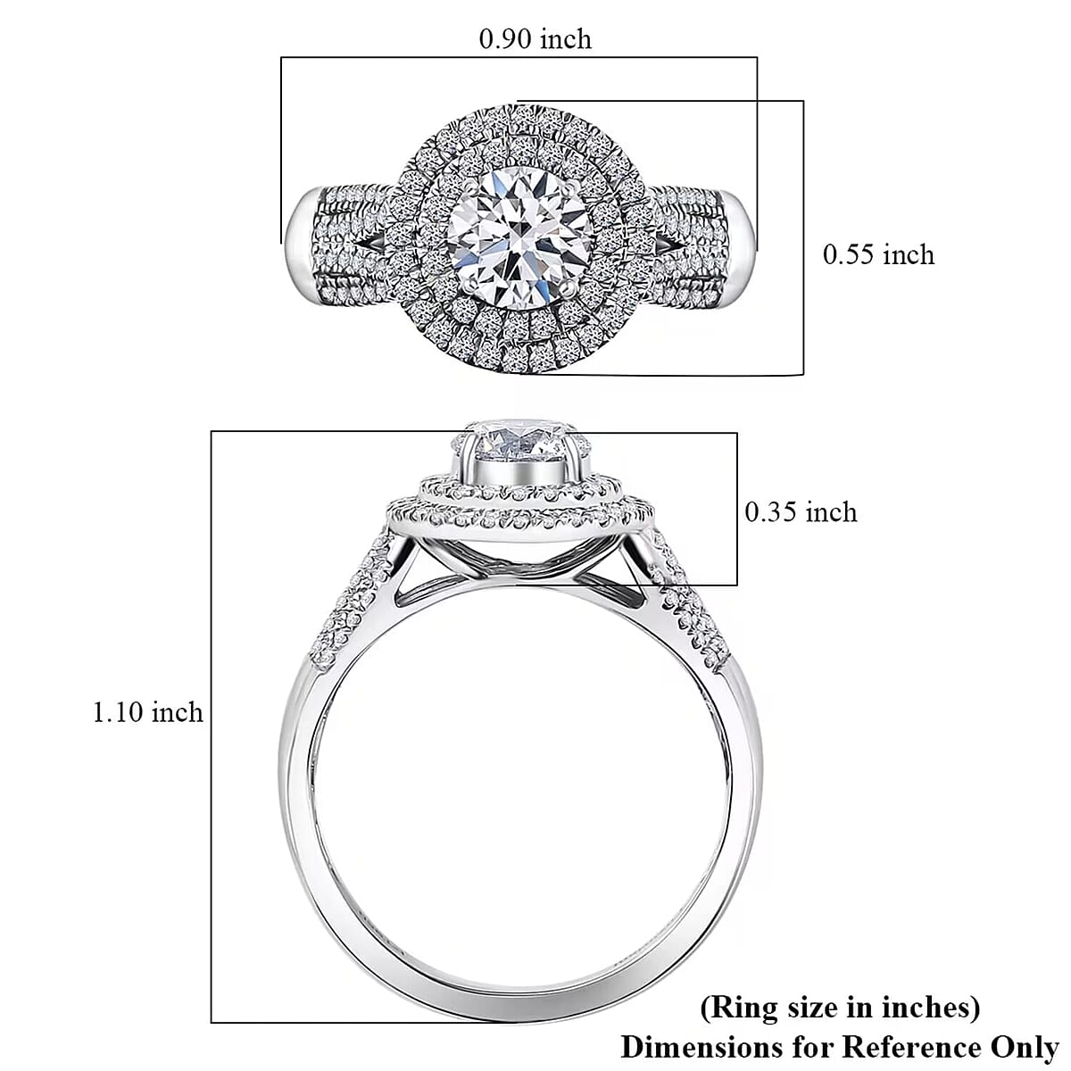IGI Certified 950 Platinum Luxuriant Lab Grown Diamond (E-F, VS) Ring (Size 10.5) (7.50 g) 1.50 ctw image number 7