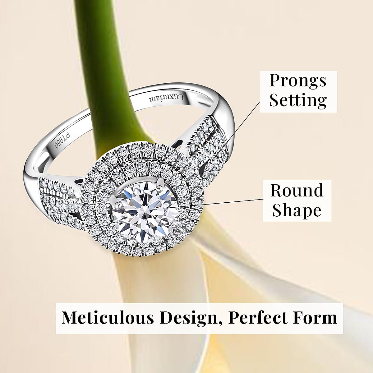 IGI Certified Luxuriant Lab Grown Diamond E-F VS 1.50 ctw Ring in 950 Platinum (Size 6.0) 7.50 Grams image number 5