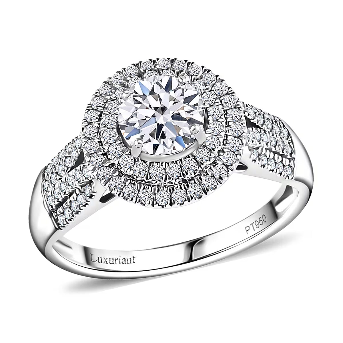 IGI Certified Luxuriant Lab Grown Diamond E-F VS 1.50 ctw Ring in 950 Platinum (Size 8.0) 7.50 Grams image number 0