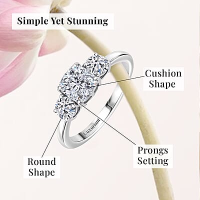 IGI Certified Luxuriant Lab Grown Diamond E-F VS 1.50 ctw Timeless Trinity Ring in 950 Platinum (Size 10.0) 5 Grams (Del. in 10-12 Days)