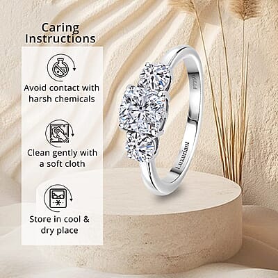 IGI Certified Luxuriant Lab Grown Diamond E-F VS 1.50 ctw Timeless Trinity Ring in 950 Platinum (Size 10.0) 5 Grams (Del. in 10-12 Days)