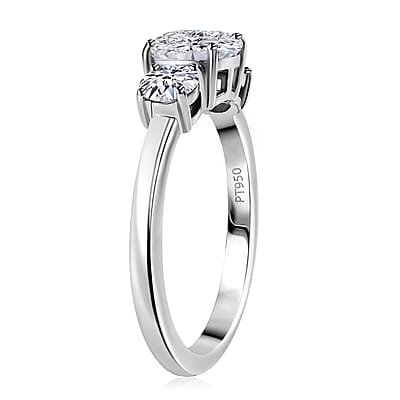 IGI Certified Luxuriant Lab Grown Diamond E-F VS 1.50 ctw Timeless Trinity Ring in 950 Platinum (Size 10.0) 5 Grams (Del. in 10-12 Days)
