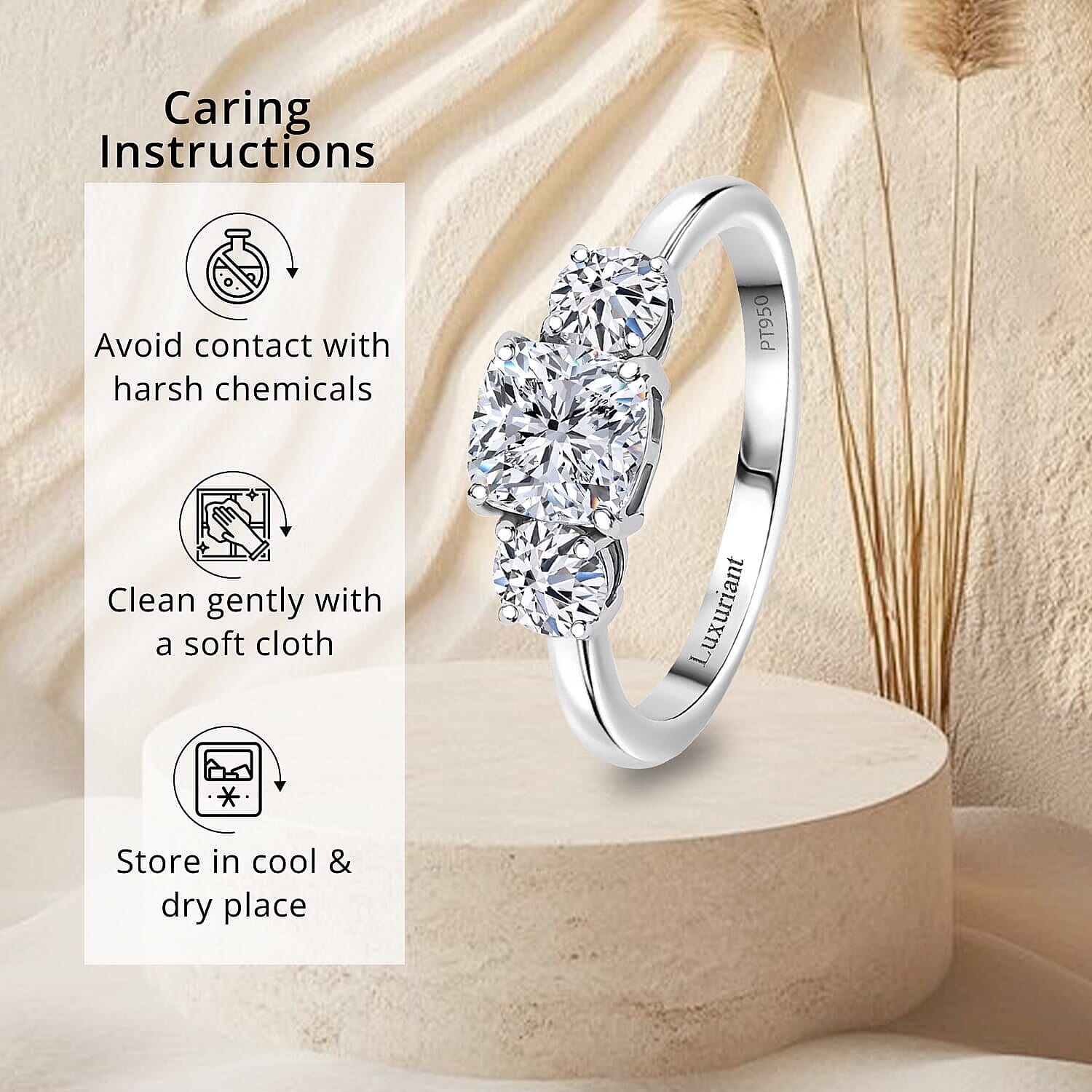950 Platinum Luxuriant Lab Grown Diamond (E-F, VS) Timeless Trinity Ring (Size 11.0) (5 g) 1.50 ctw
