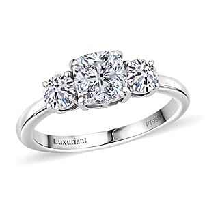 IGI Certified Luxuriant Lab Grown Diamond E-F VS 1.50 ctw Timeless Trinity Ring in 950 Platinum (Size 7.0) 5 Grams