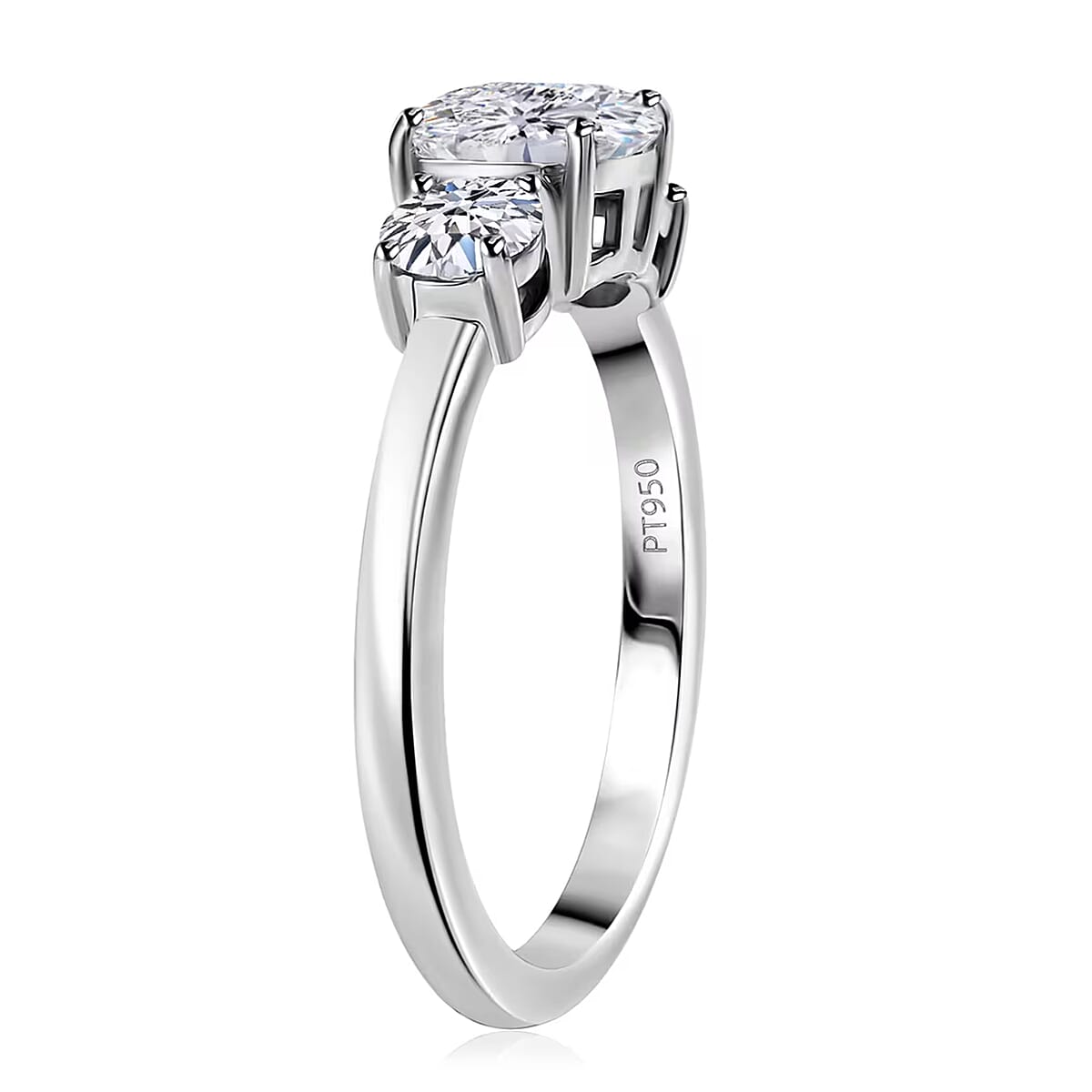 IGI Certified Luxuriant Lab Grown Diamond E-F VS 1.50 ctw Timeless Trinity Ring in 950 Platinum (Size 7.0) 5 Grams image number 8