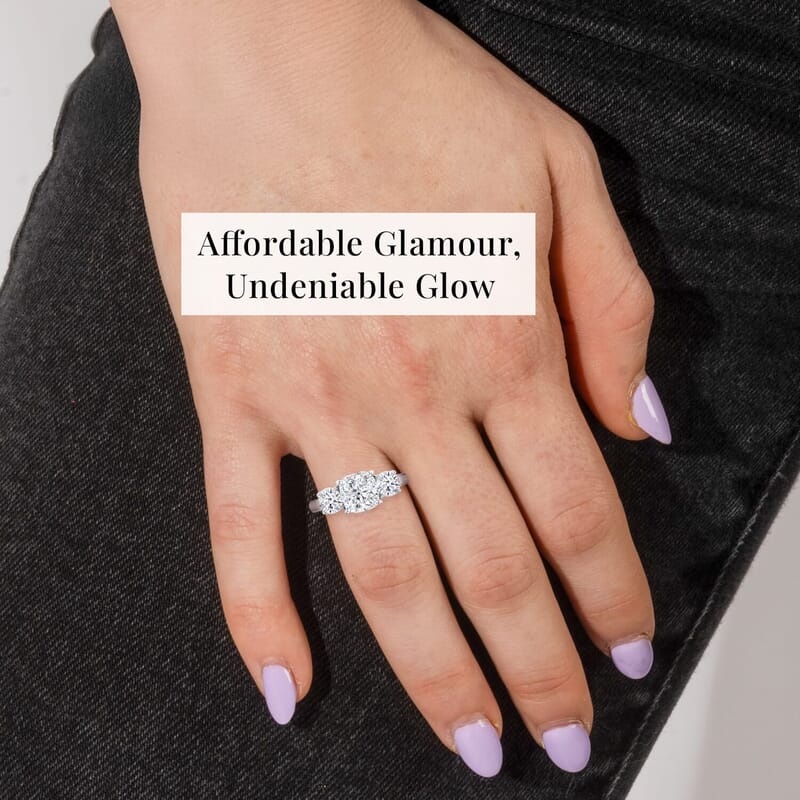 950 Platinum Luxuriant Lab Grown Diamond (E-F, VS) Timeless Trinity Ring (Size 7.5) (5 g) 1.50 ctw