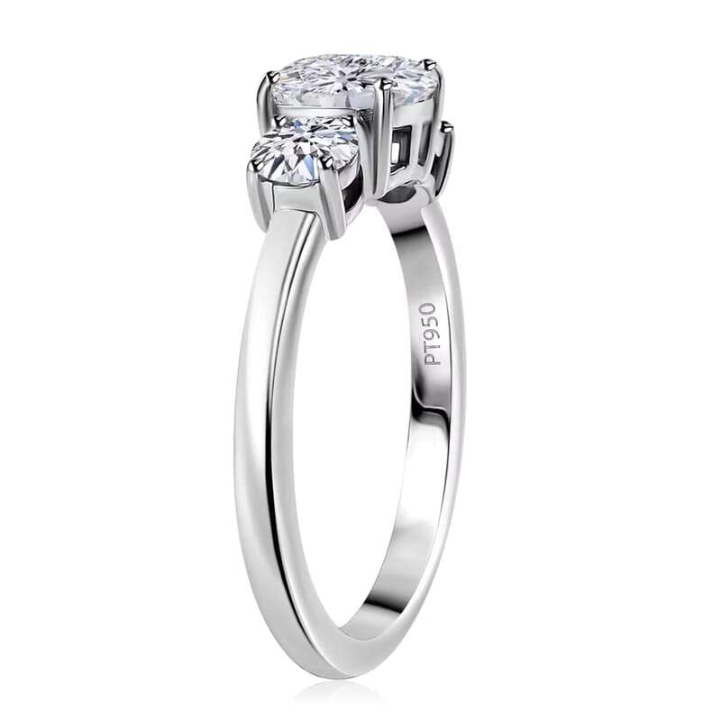 950 Platinum Luxuriant Lab Grown Diamond (E-F, VS) Timeless Trinity Ring (Size 7.5) (5 g) 1.50 ctw